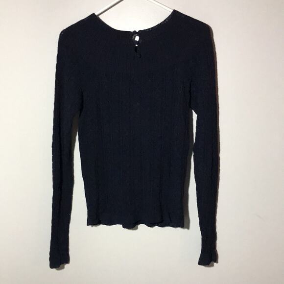 Ralph Lauren womens navy blue silk blend pullover cable open knit sweater - Picture 2 of 11